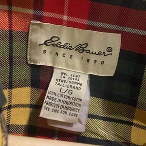 Eddie Bauer Cloth Flannel Shirt  Large Plaid